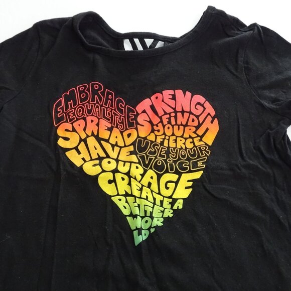 Old Navy Inspirational Heart Graphic T-Shirt Girls Size L 10 12 Black Short Slv - Picture 2 of 7